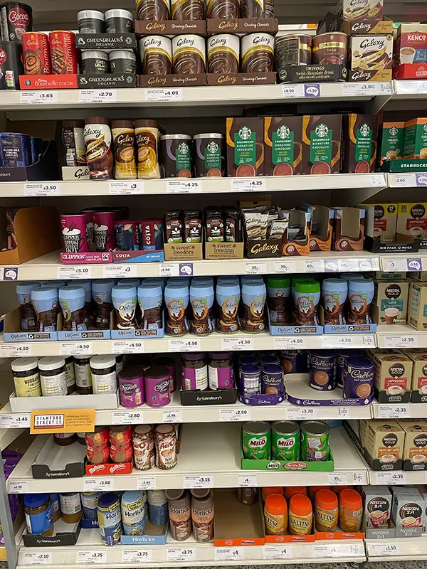 Supermarket hot chocolate powders